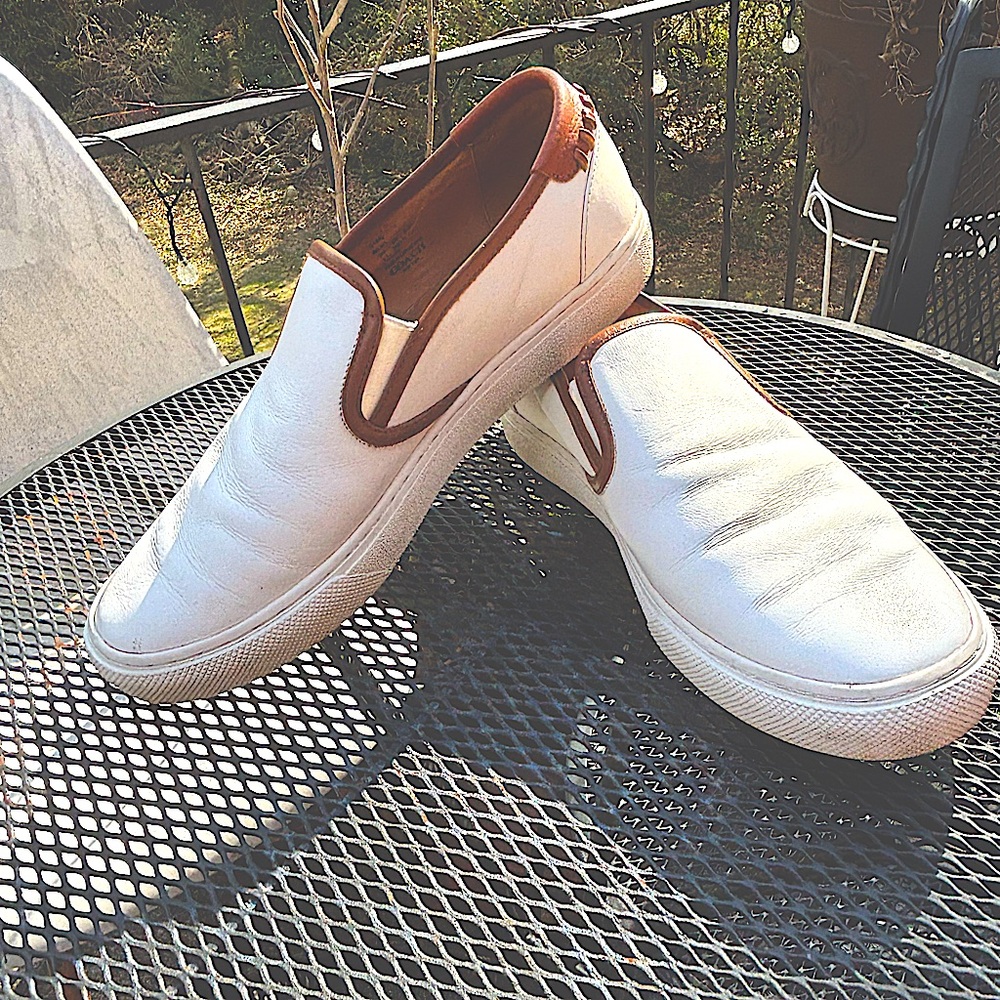 Coach Men’s Union Leather White,Brown Whip Stitched Detail At The Heel. Size 9.5 - Picture 14 of 14